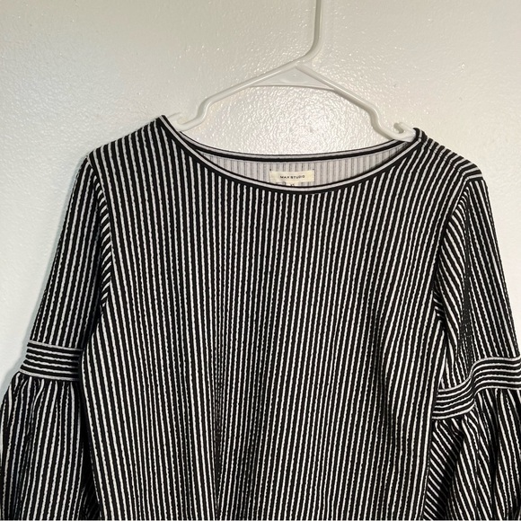 Max Studio Striped 3/4 Sleeve Tunic Top Black Ivory - Picture 5 of 14